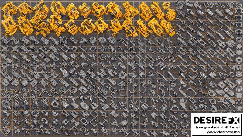 Desire FX 3d models | Sci-Fi Hard Surface Mechanical KITBASH 420 DETAILS